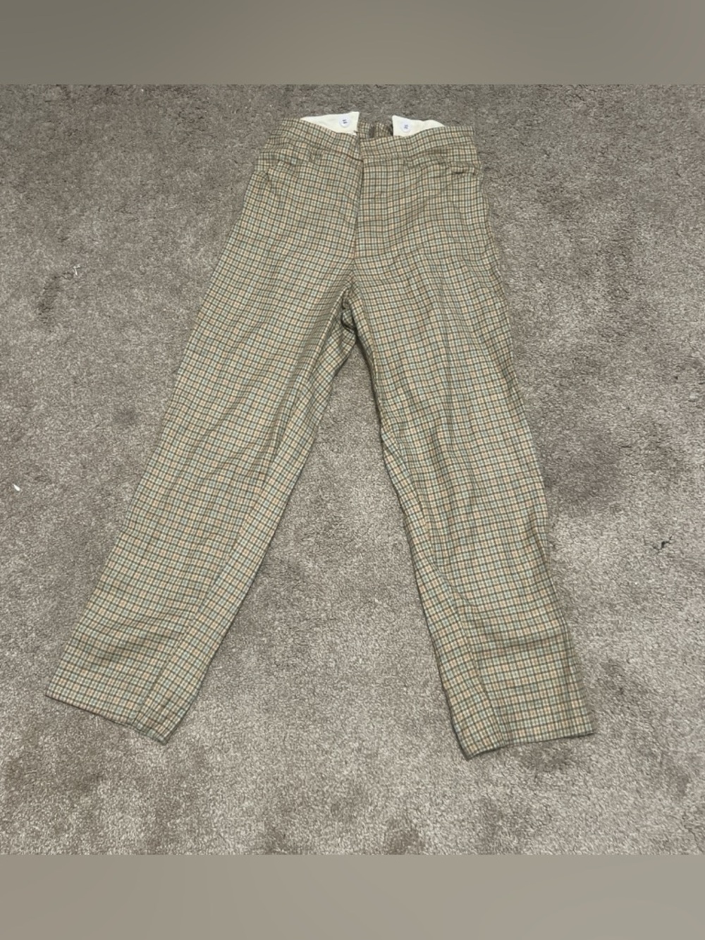 Hand Crafted Beige Plaid Men’s Chinos
